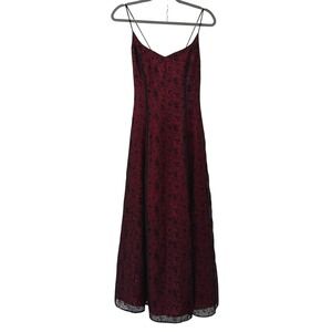 VTG Dollar Y2K Whimsigoth Goth Burgundy Prom Glitter Floral Corset Maxi Dress S